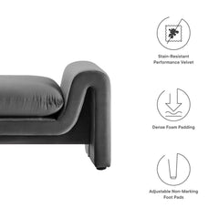Waverly Gray Performance Velvet Bench - Ornate Home