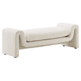 Waverly Ivory Boucle Fabric Bench - Ornate Home