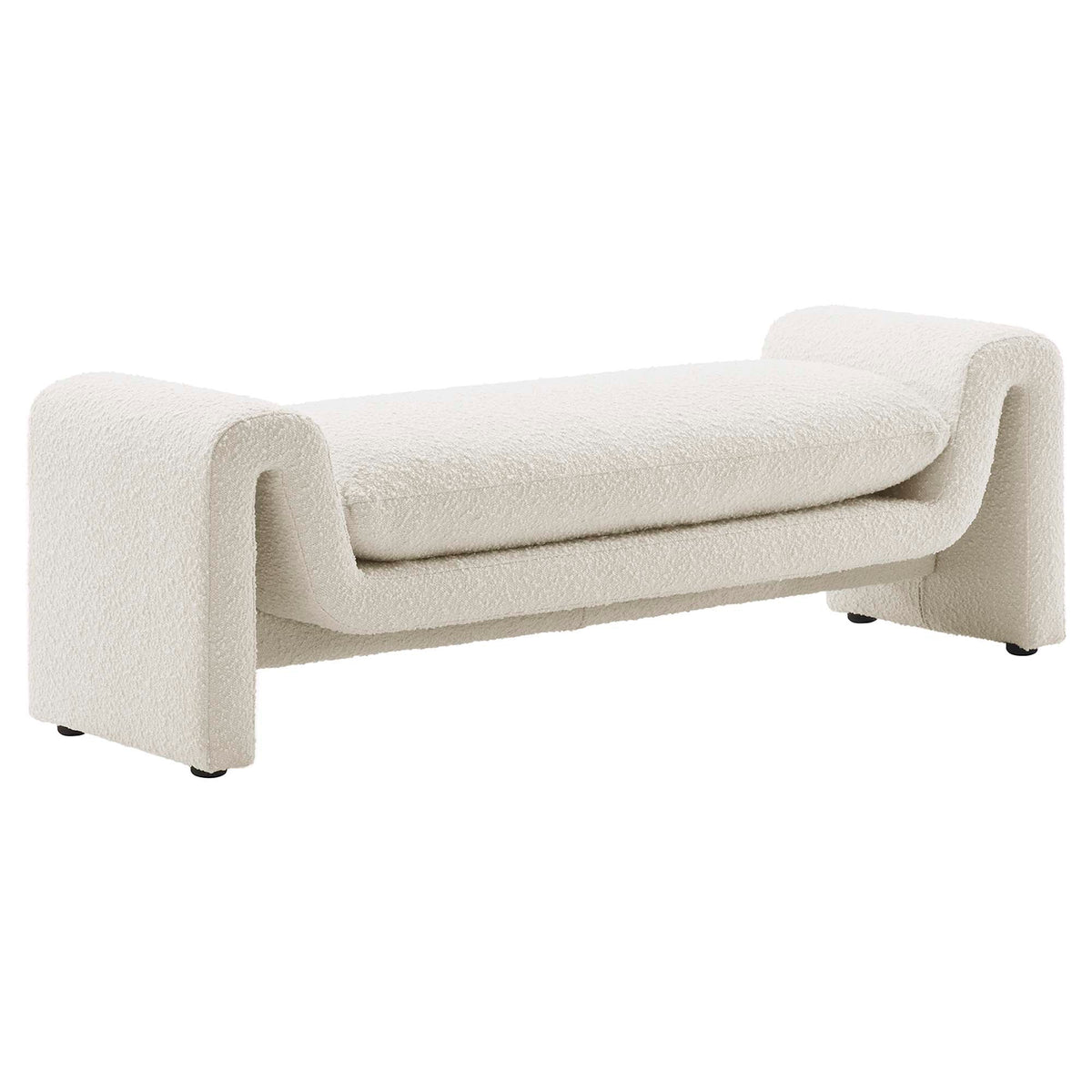 Waverly Ivory Boucle Fabric Bench - Ornate Home