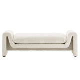 Waverly Ivory Boucle Fabric Bench - Ornate Home