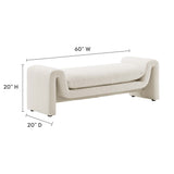 Waverly Ivory Boucle Fabric Bench - Ornate Home