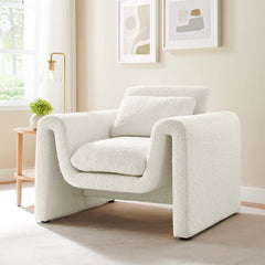 Waverly Ivory Boucle Upholstered Armchair - Ornate Home