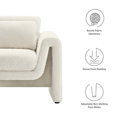 Waverly Ivory Boucle Upholstered Armchair - Ornate Home