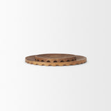 Waverly Light Brown Round Wood Scalloped Edged Trays - Ornate Home