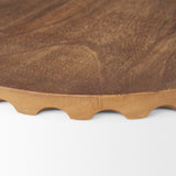 Waverly Light Brown Round Wood Scalloped Edged Trays - Ornate Home