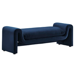Waverly Midnight Blue Performance Velvet Bench - Ornate Home