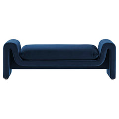 Waverly Midnight Blue Performance Velvet Bench - Ornate Home