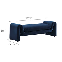 Waverly Midnight Blue Performance Velvet Bench - Ornate Home