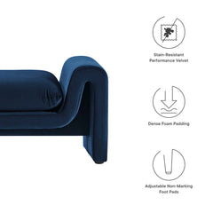Waverly Midnight Blue Performance Velvet Bench - Ornate Home