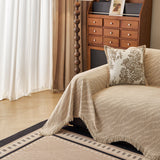 Wavy Wave Pattern Woven Couch Cover with Fringe Tassel, Soft Furniture Cover Protector - Ornate Home