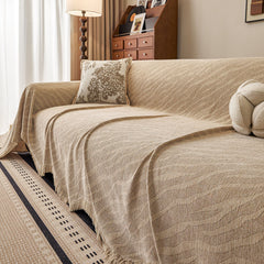 Wavy Wave Pattern Woven Couch Cover with Fringe Tassel, Soft Furniture Cover Protector - Ornate Home