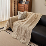 Wavy Wave Pattern Woven Couch Cover with Fringe Tassel, Soft Furniture Cover Protector - Ornate Home