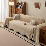 Wavy Wave Pattern Woven Couch Cover with Fringe Tassel, Soft Furniture Cover Protector - Ornate Home