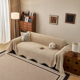 Wavy Wave Pattern Woven Couch Cover with Fringe Tassel, Soft Furniture Cover Protector - Ornate Home