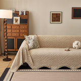 Wavy Wave Pattern Woven Couch Cover with Fringe Tassel, Soft Furniture Cover Protector - Ornate Home