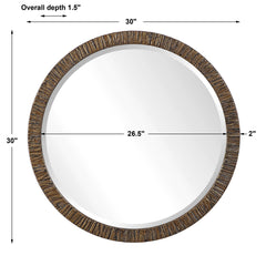 Wayde Gold Bark Round Mirror - Ornate Home