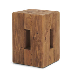 Waylen Natural Wood Block Accent Stool - Ornate Home