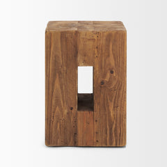 Waylen Natural Wood Block Accent Stool - Ornate Home