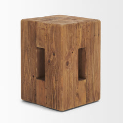 Waylen Natural Wood Block Accent Stool - Ornate Home