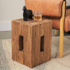 Waylen Natural Wood Block Accent Stool - Ornate Home