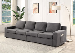 Waylon Gray 119"W Linen 4-Seater Sofa - Ornate Home