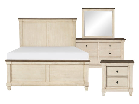 Weaver-Antique White / Rosy Brown 4-piece Queen Bedroom Set - Ornate Home