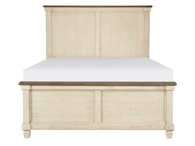 Weaver-Antique White / Rosy Eastern King Bed - Ornate Home