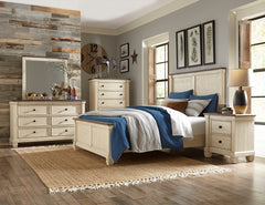 Weaver-Antique White / Rosy Eastern King Bed - Ornate Home