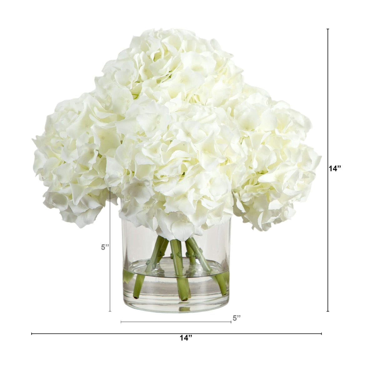 Wedding Collection 14" Artificial Hydrangea Arrangement in Glass Vase