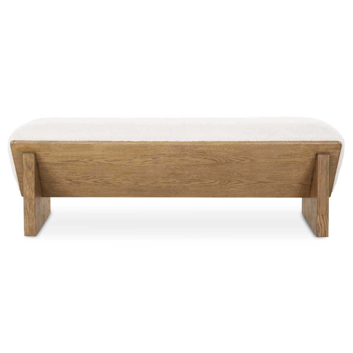 Wedged Ivory Fabric Bench - Ornate Home