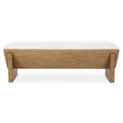 Wedged Ivory Fabric Bench - Ornate Home
