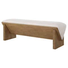 Wedged Ivory Fabric Bench - Ornate Home