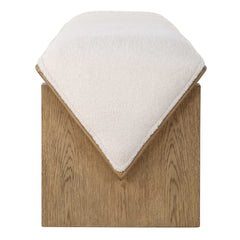 Wedged Ivory Fabric Bench - Ornate Home