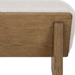 Wedged Ivory Fabric Bench - Ornate Home