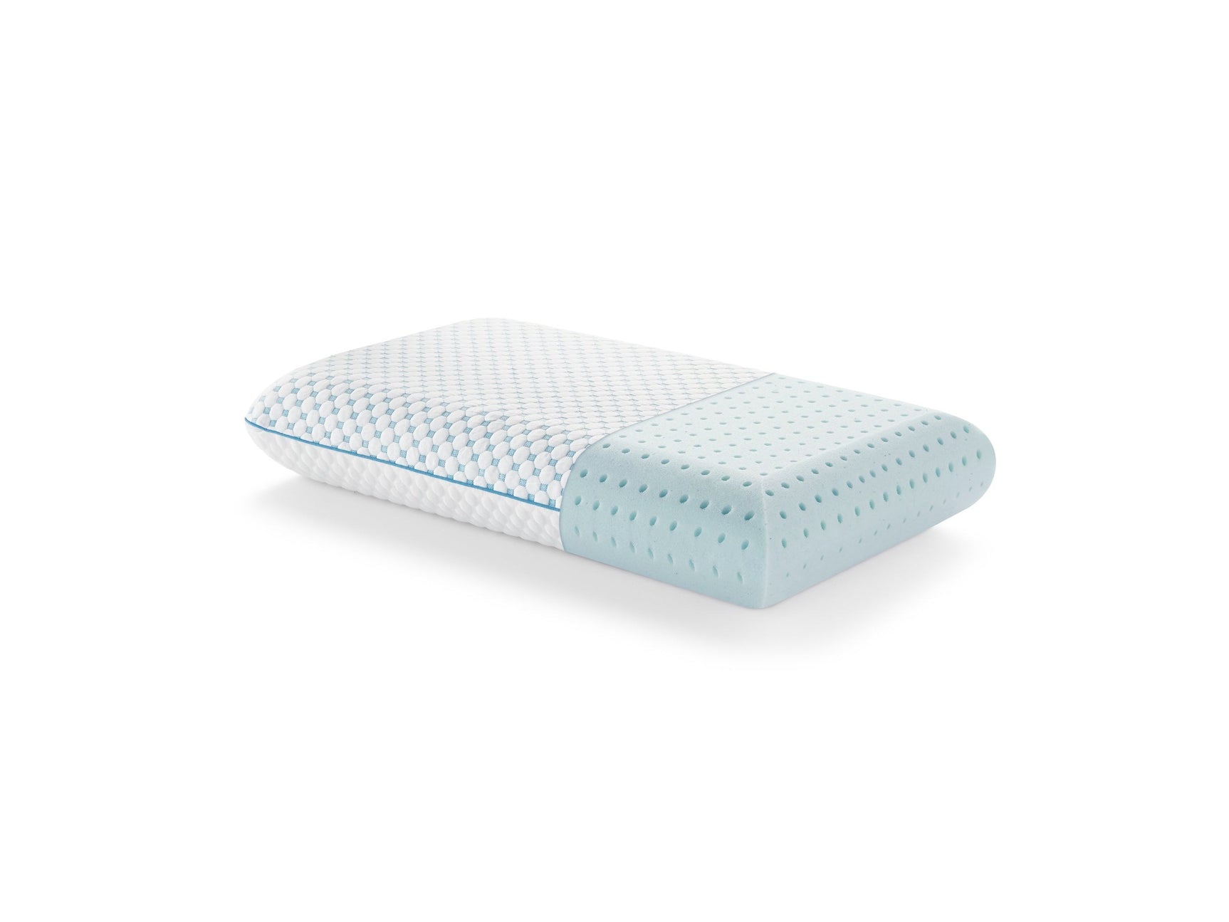 Weekender White/Blue King Gel Memory Foam Pillow + Reversible Cooling Cover - Ornate Home