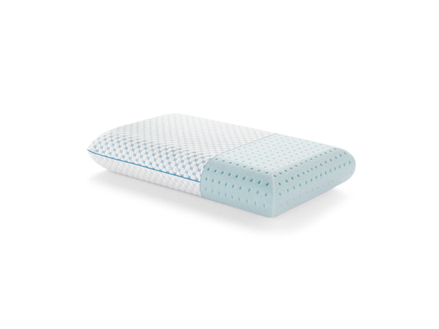 Weekender White/Blue King Gel Memory Foam Pillow + Reversible Cooling Cover - Ornate Home