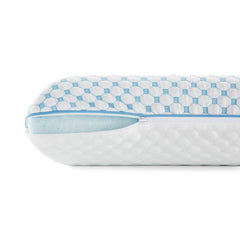 Weekender White/Blue Queen Gel Memory Foam Pillow + Reversible Cooling Cover - Ornate Home