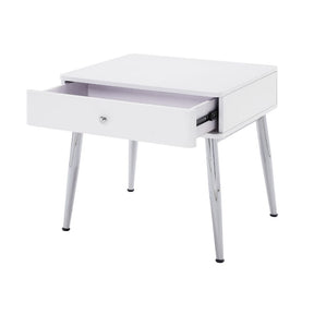 Weizor White/Chrome End Table - Ornate Home