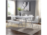 Weizor White High Gloss & Chrome Dining Table - Ornate Home