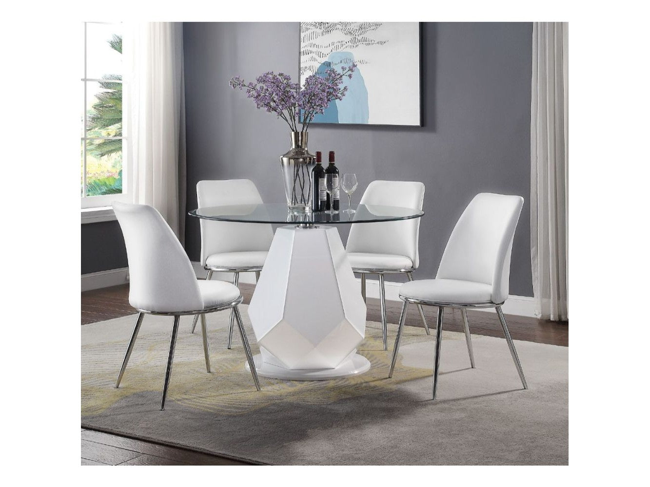 Weizor White PU & Chrome Side Chair - Ornate Home
