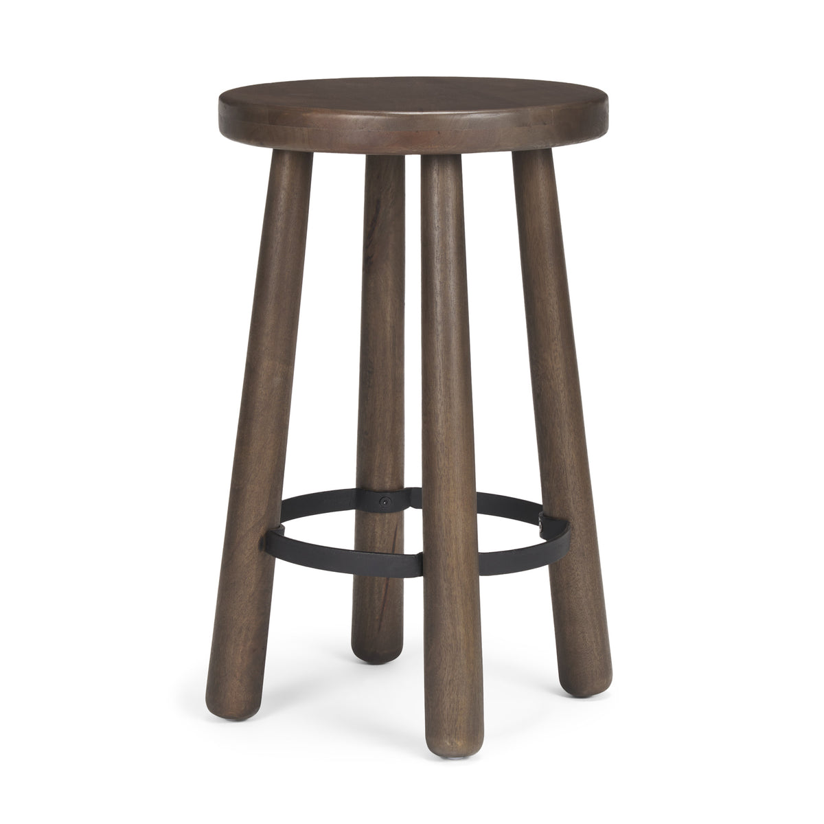 Weldon Dark Brown/Matte Black Wood Metal Counter Stool