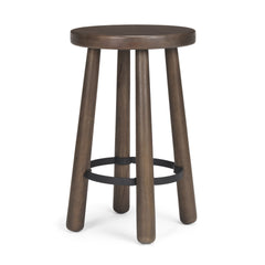 Weldon Dark Brown/Matte Black Wood Metal Counter Stool