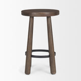 Weldon Dark Brown/Matte Black Wood Metal Counter Stool