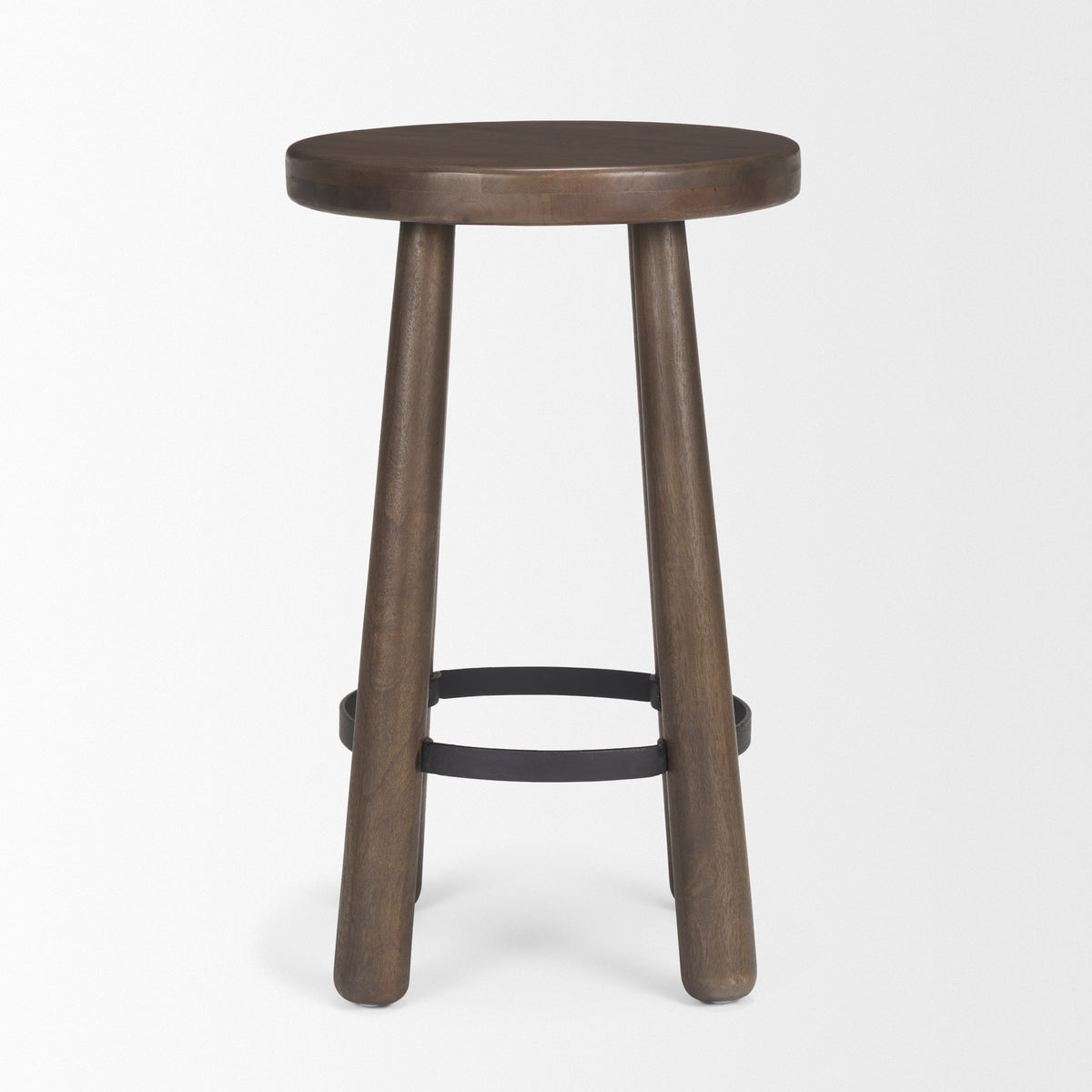 Weldon Dark Brown/Matte Black Wood Metal Counter Stool