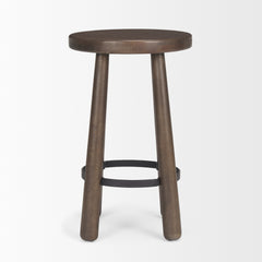 Weldon Dark Brown/Matte Black Wood Metal Counter Stool
