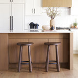Weldon Dark Brown/Matte Black Wood Metal Counter Stool