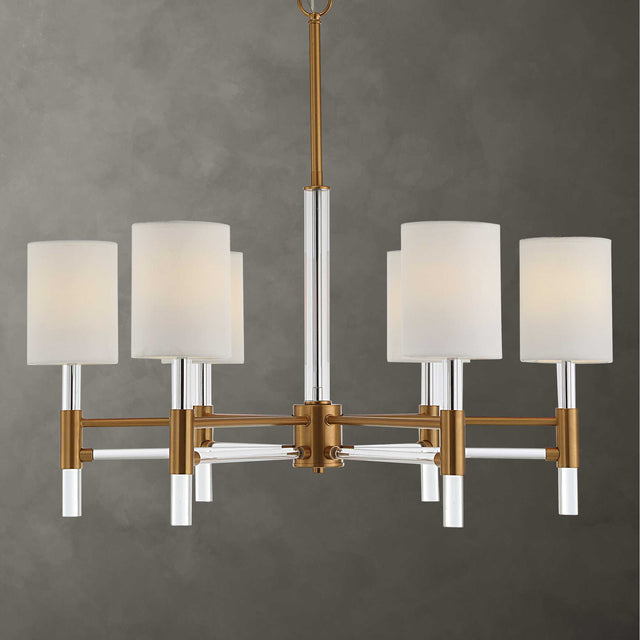 Welkin Brass/White 6 Light Modern Chandelier - Ornate Home
