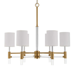 Welkin Brass/White 6 Light Modern Chandelier - Ornate Home