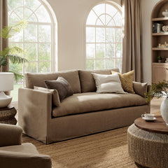 Wellfleet Almond 85" Slipcovered Fabric Sofa - Ornate Home