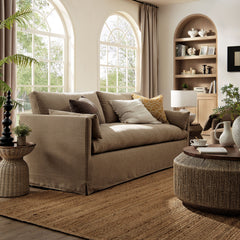 Wellfleet Almond 85" Slipcovered Fabric Sofa - Ornate Home